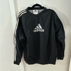 Vintage Adidas Black V-Neck Windbreaker - Size: Large